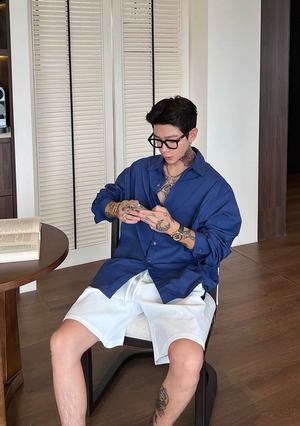 OXFREAK Royal Blue Relaxed Oversize Shirt ロイヤルブルー リラックスオーバーサイズシャツ