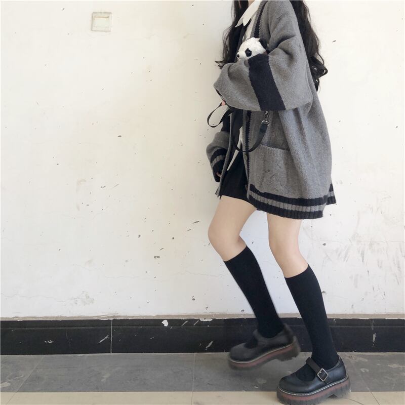 スタイルVネックルーズセーター ジャケット スプリングオータムニットカーディガン 春物 秋物 萌量不足99010592487