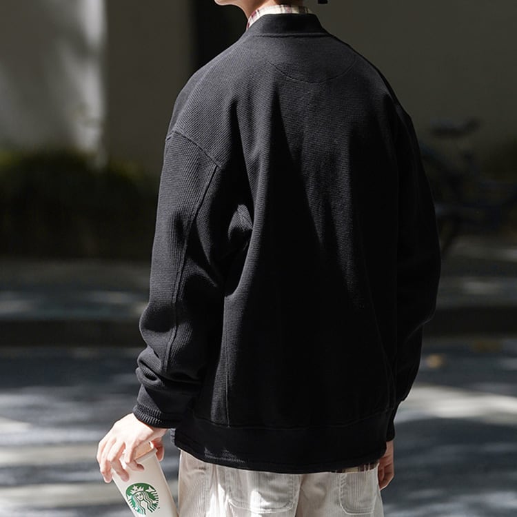 ★WAFFLE CARDIGAN V-NECK SWEATER　　　23365