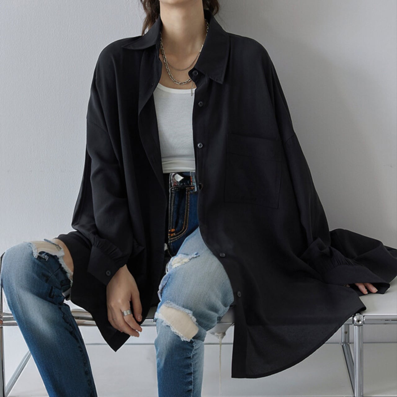 オーバーサイズベーシックドレープシャツ(3color) SH2609