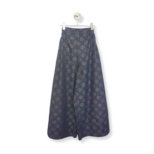 後ろゴムドットワイドパンツ　ネイビー