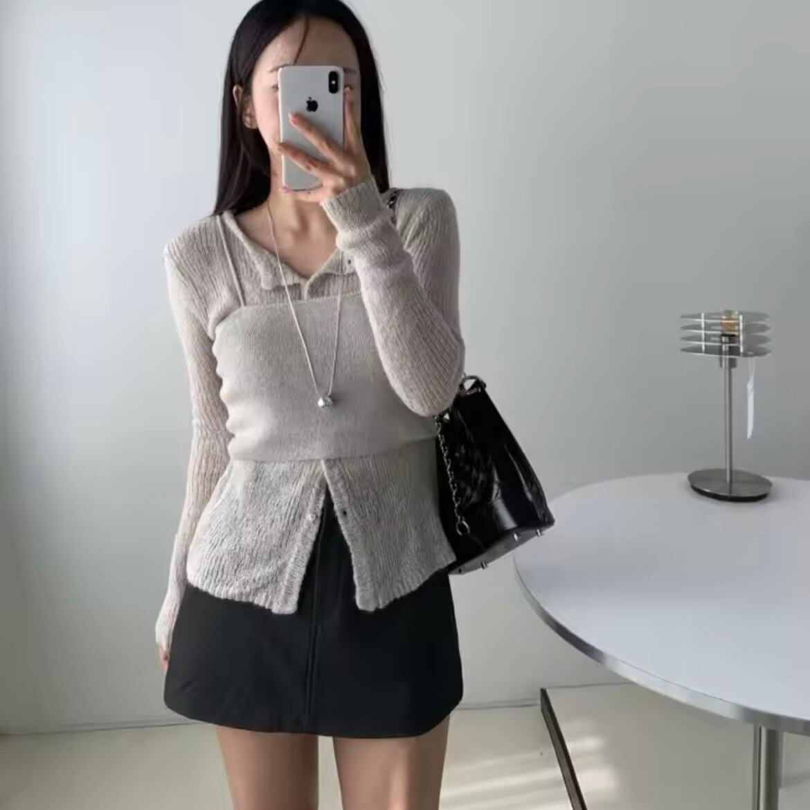 fluffy knit bustier set