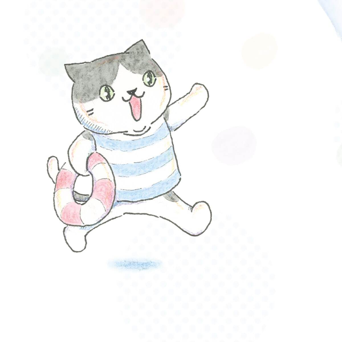 ポストカード なつやすみ / グッズ 夏 海 アイス ねこ 水彩 イラスト