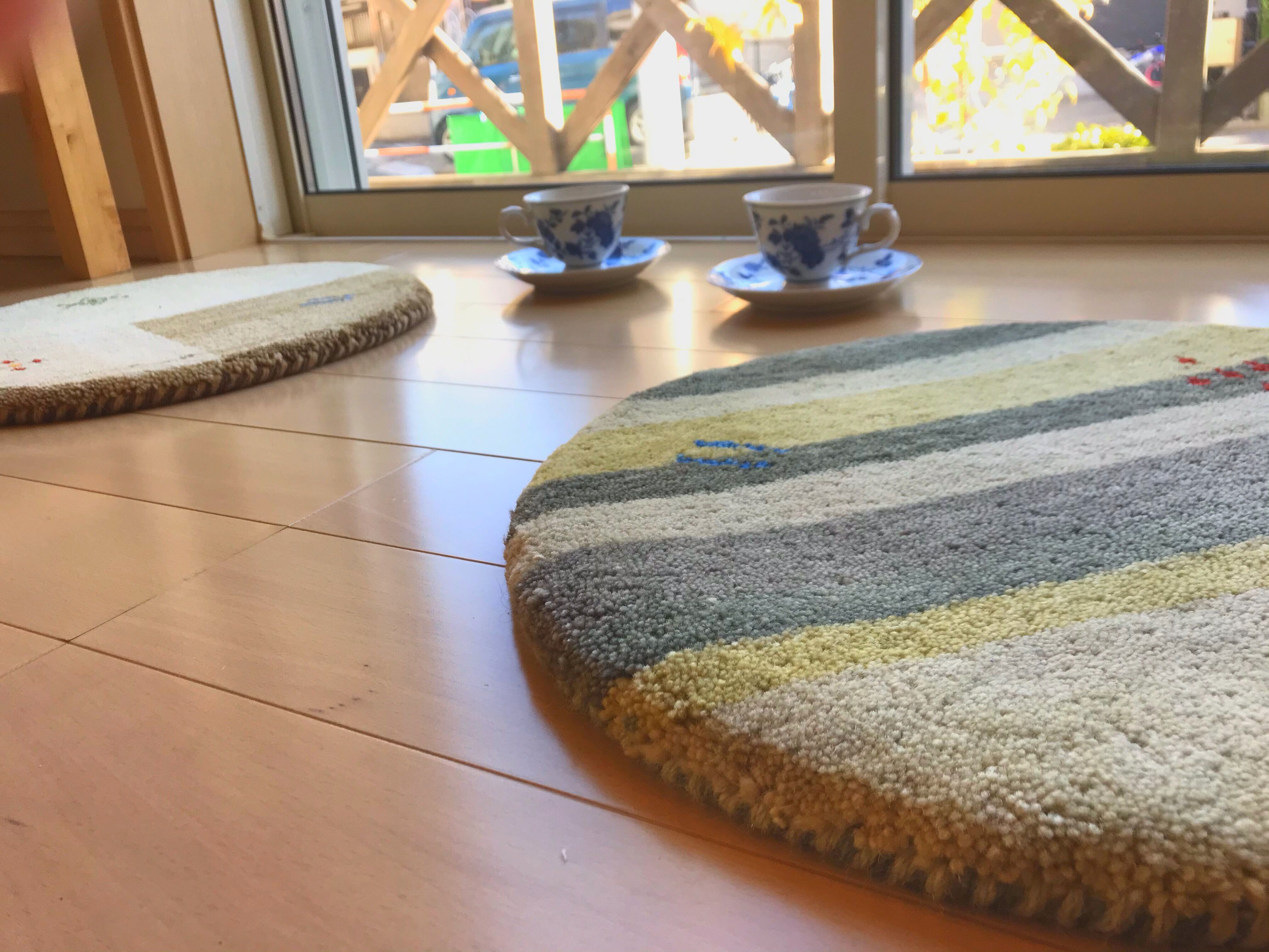 ❤新品未使用❤幸せの生命の木／ギャッベ／ラウンド／インド／チェアマット ❤新品未使用❤幸せの生命の木／ギャッベ／ラウンド／インド