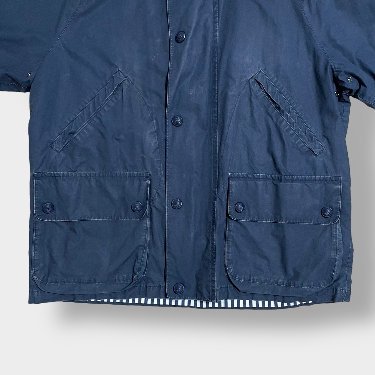 NAUTICA 90s 旧タグ マウンテンパーカー マウンテンジャケット コットン アウター ストライプ ラグランスリーブ M アウトドア ノーティカ US古着