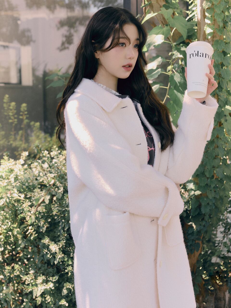 ROLAROLA] WOOL HALF COAT IVORY 正規品 韓国ブランド 韓国通販 韓国