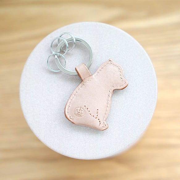 ふっくらした子犬のキーリング  ・ナチュラル