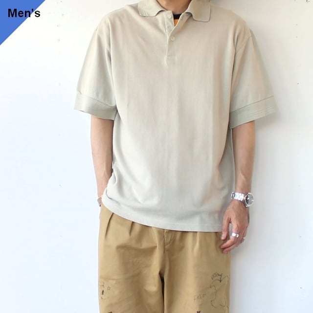 Siora コットンリネン鹿の子ポロ / Cotton lonen moss stitch S/S polo (Reed Gray)