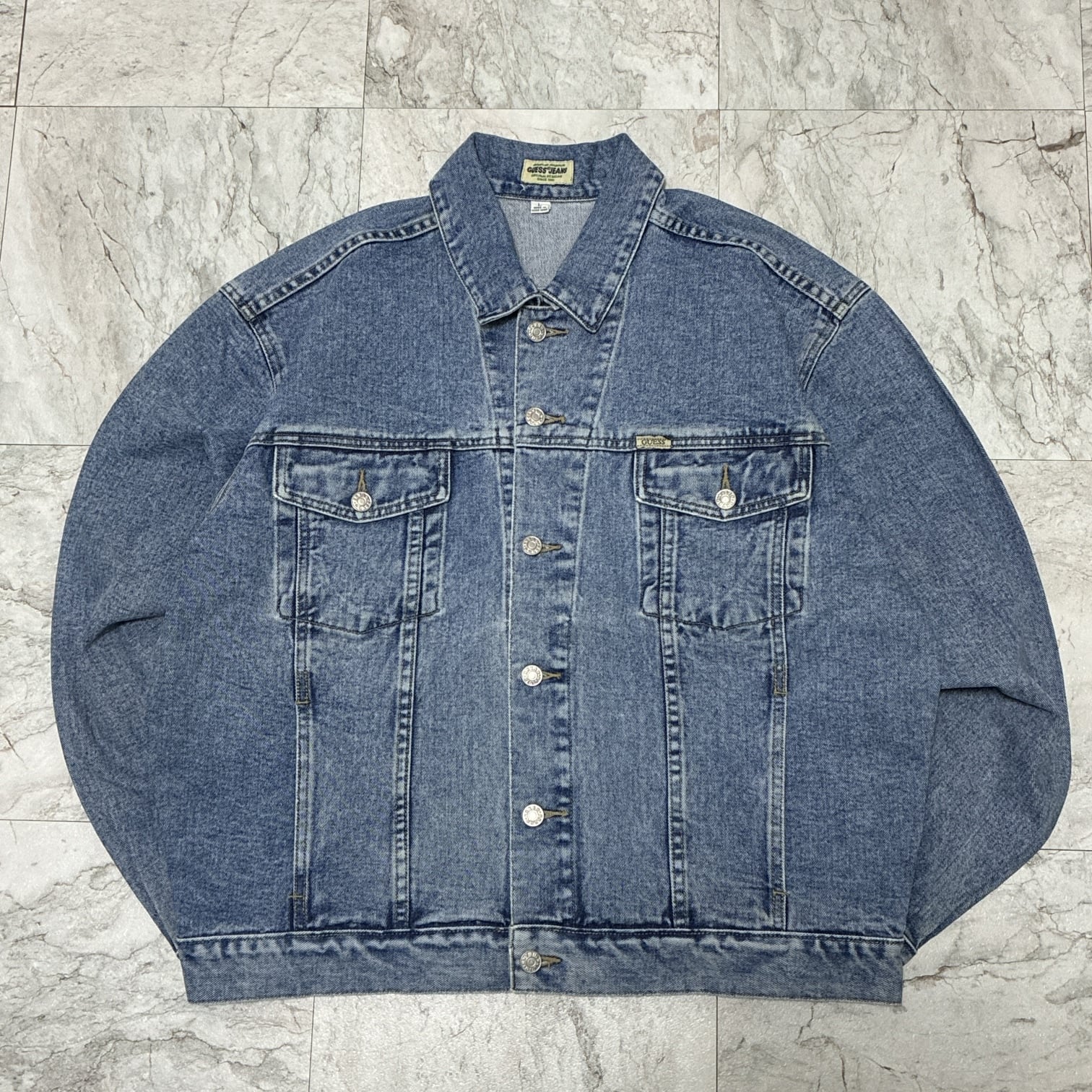 メンズ 90s USA製 GUESS ゲス ロゴタグ Gジャン デニム ジャケット