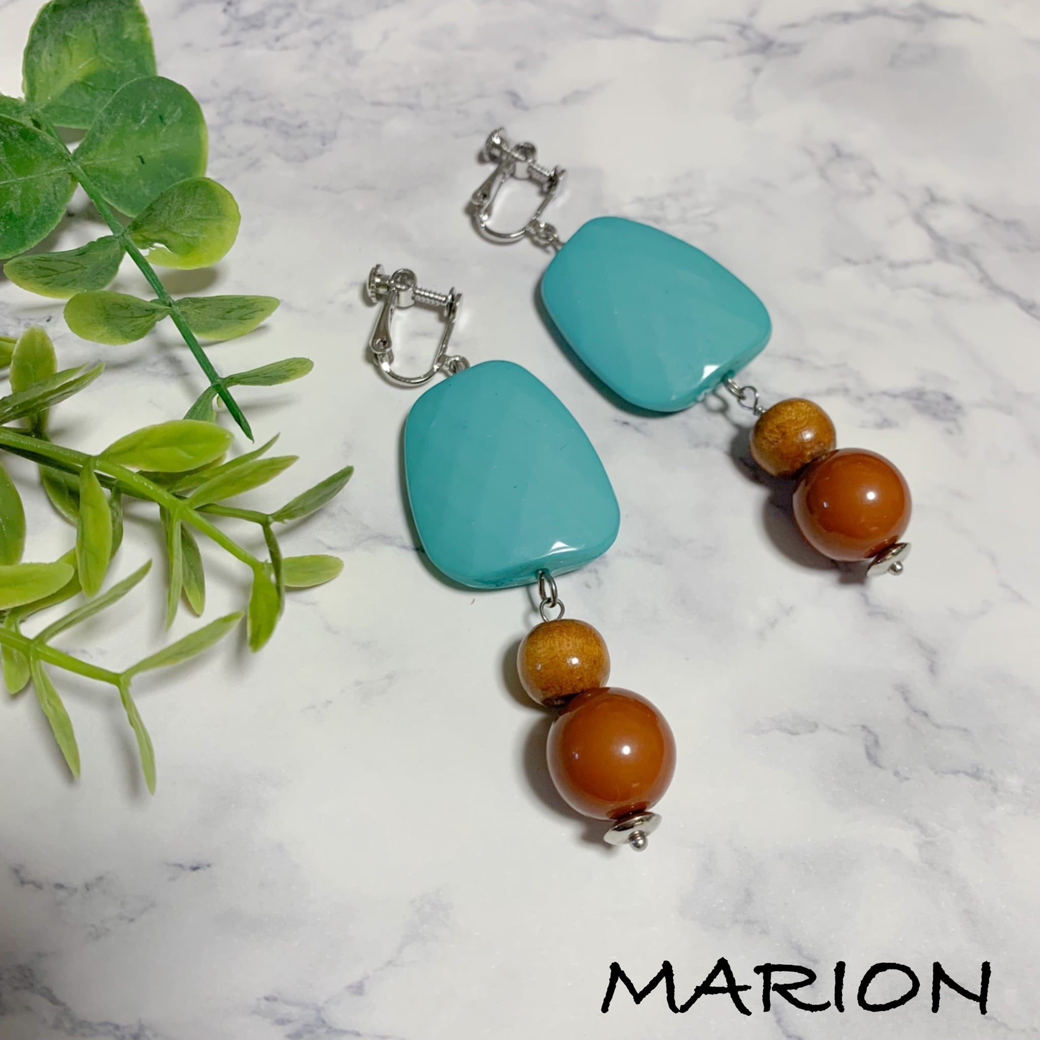 大ぶり個性的なイヤリング・ターコイズブルー | MARION