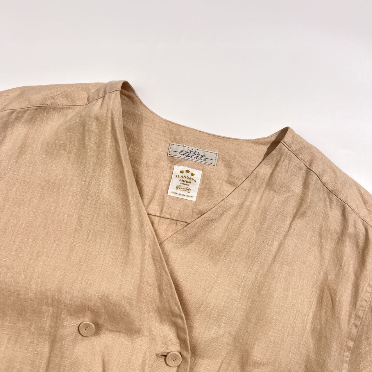 リネン100% JOURNAL STANDARD relume ジャーナルスタンダード ダブル ロングワンピース F/ベージュ系レディース