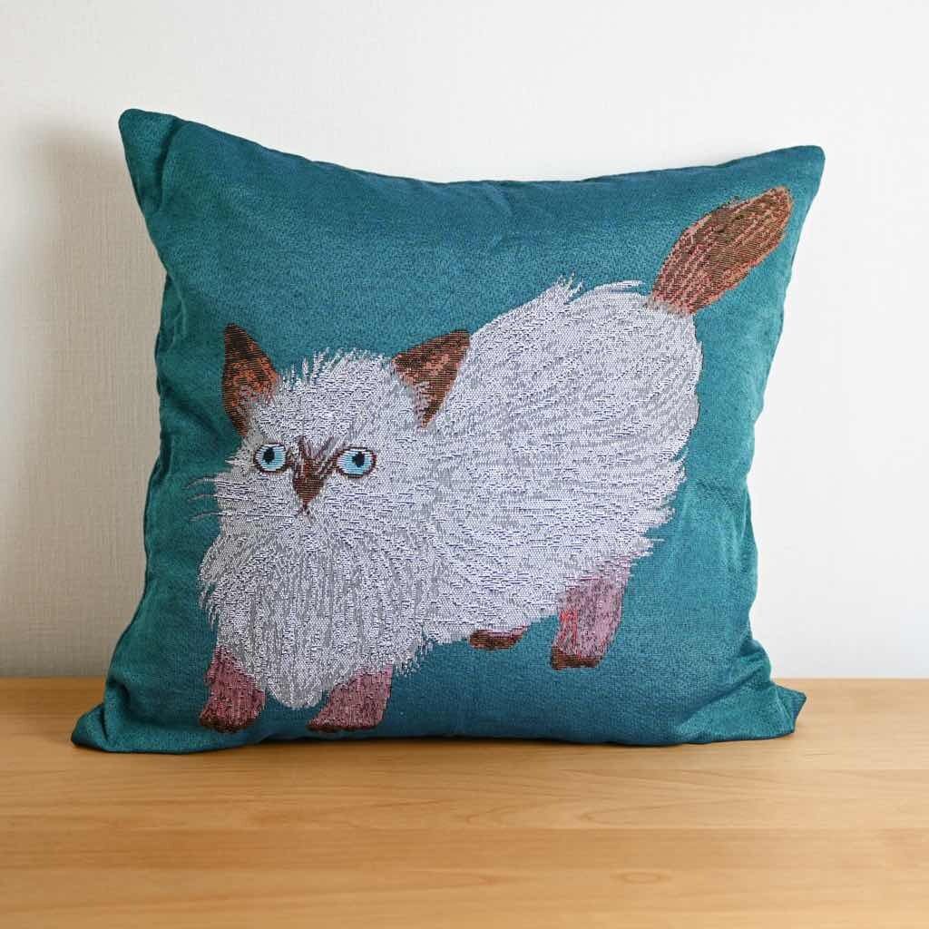【 残り1点 】織りのクッションカバー Chad|猫 グリーン 松尾ミユキ インテリア 雑貨