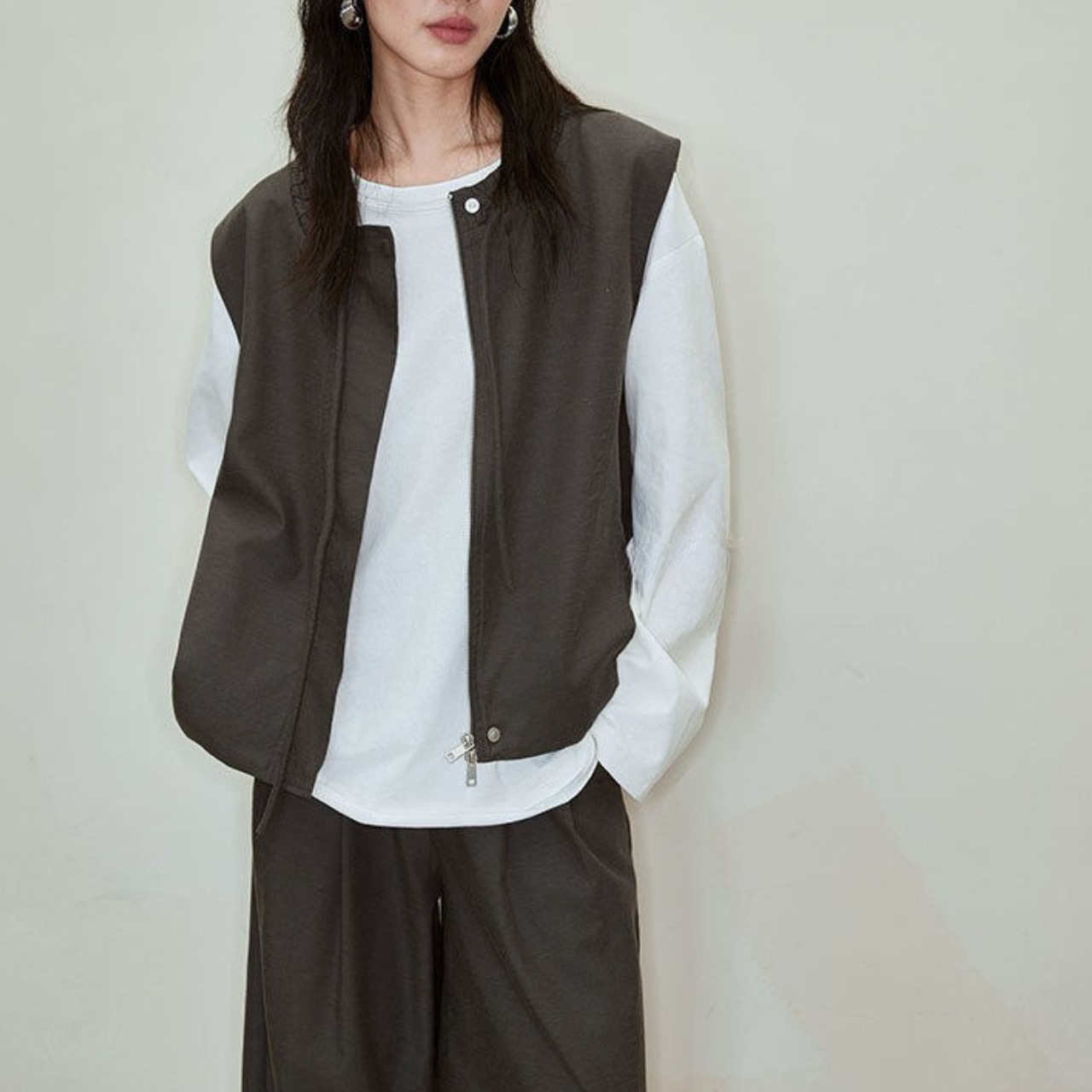 Open Front Sleeveless Short Vest【3color】 T4366