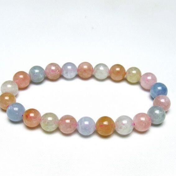 ミックスカラーベリル ブレスレット 9mm 一点物 メール便可 [M便 1/10] 111-48863