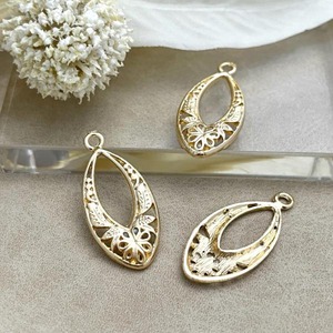 【2個】ホースアイフレームデザインゴールドチャーム/フラワー/花