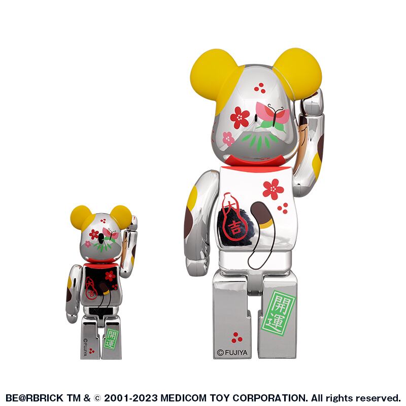 二次販売】BE@RBRICK 招き猫 ペコちゃん 福 銀メッキ 100% & 400