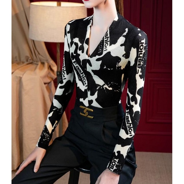 エレガントモノトーン メッシュトップス　ds0340