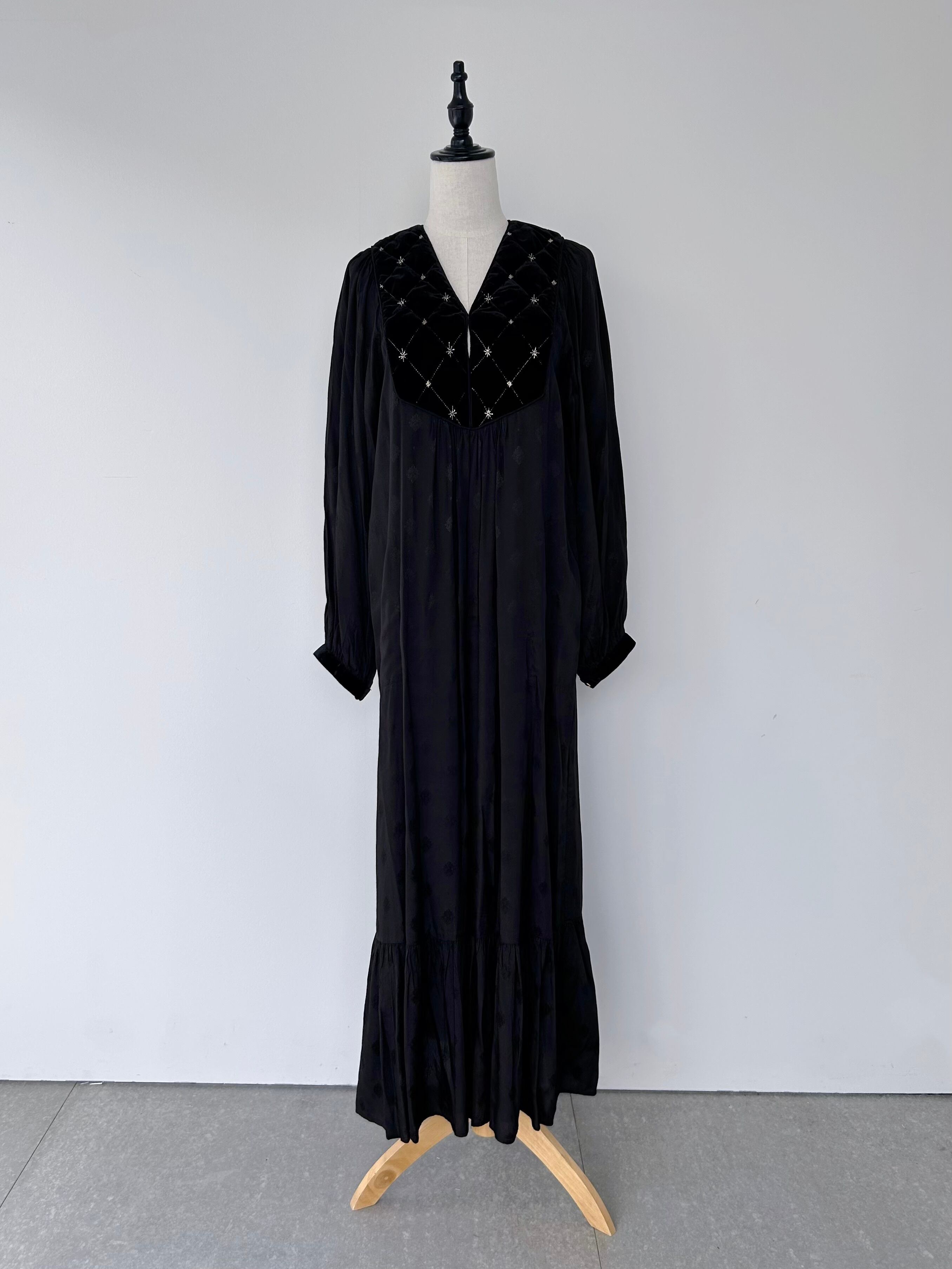 Sara Mallika Velvet Beads Embroidery Dress | KOKO