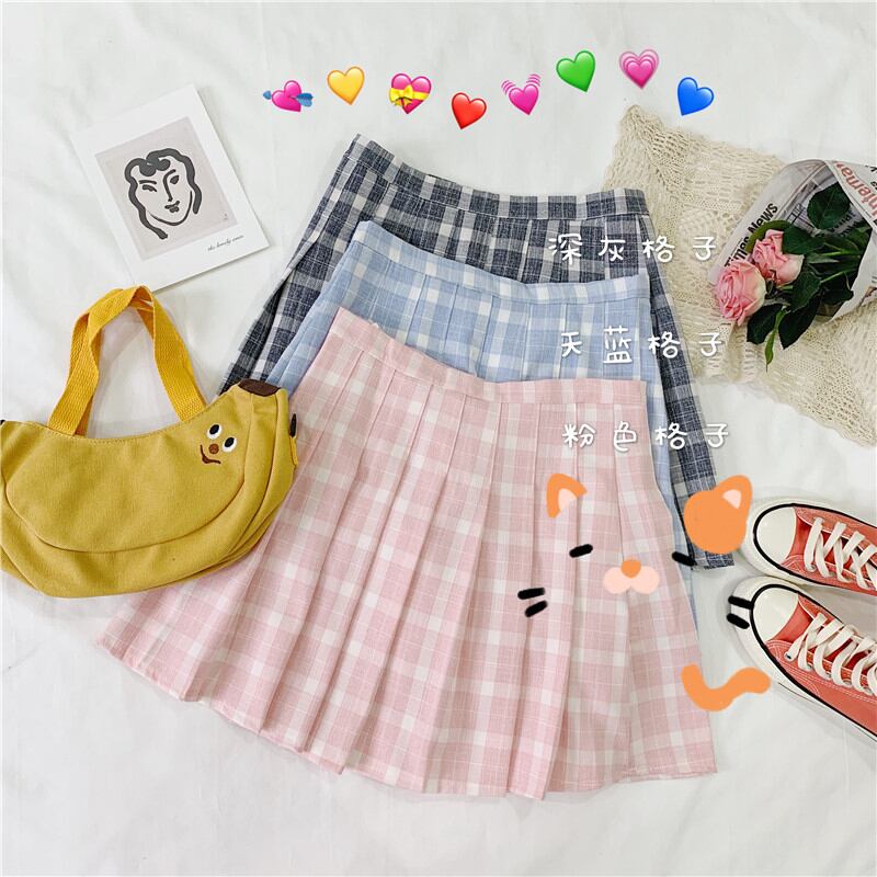 ショートスカート スプリングスタイルカラーハイウェスト格子柄プリーツ 大人ガーリー スウィート キュート カジュアル 春物 萌量不足34750717995