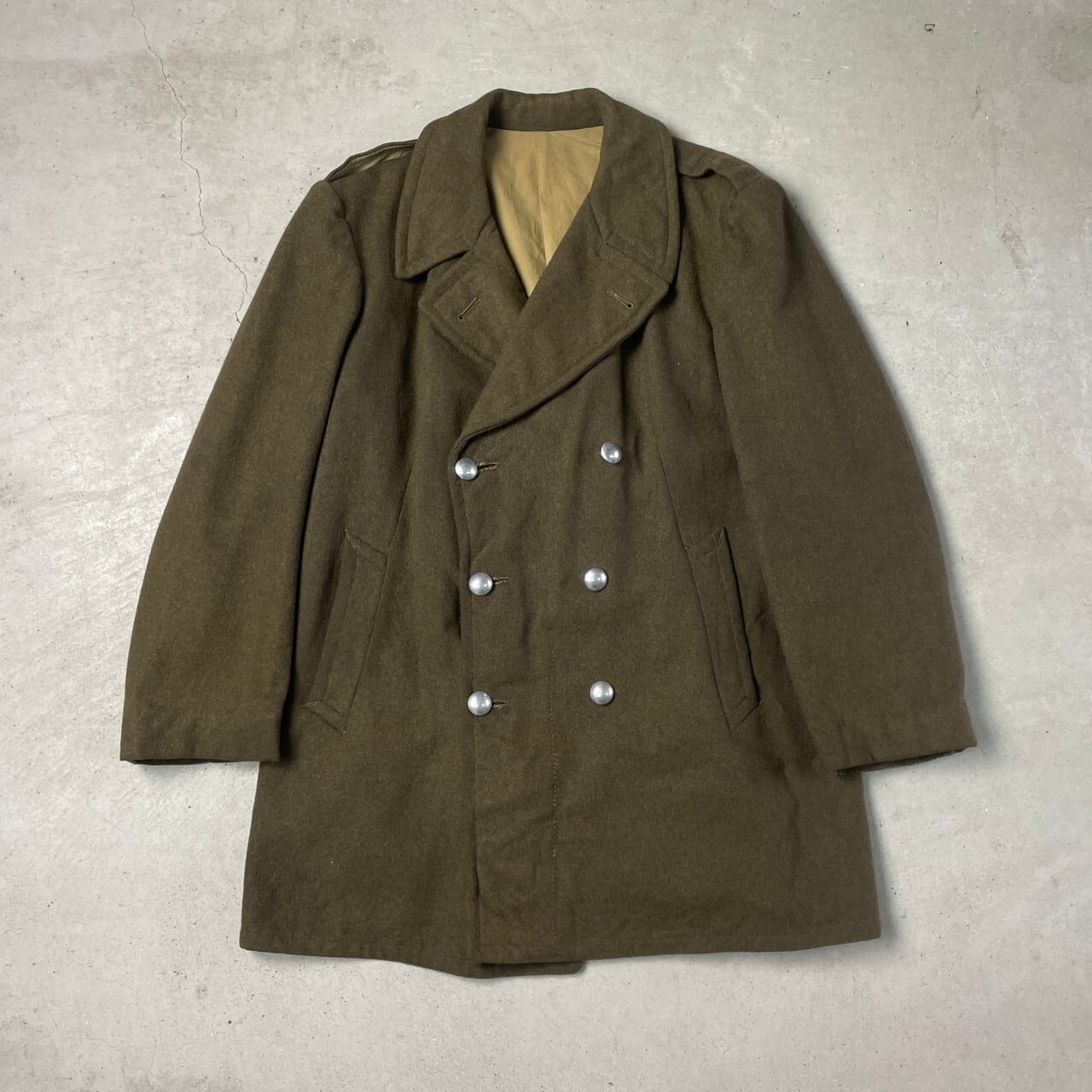 50年代 フランス軍 ウールPコート ハーフコート メンズXL相当 古着 50s ヴィンテージ VINTAGE ユーロミリタリー カーキ ブラウン  茶色【ミリタリージャケット】/ブラウン | cave 古着屋【公式】古着通販サイト