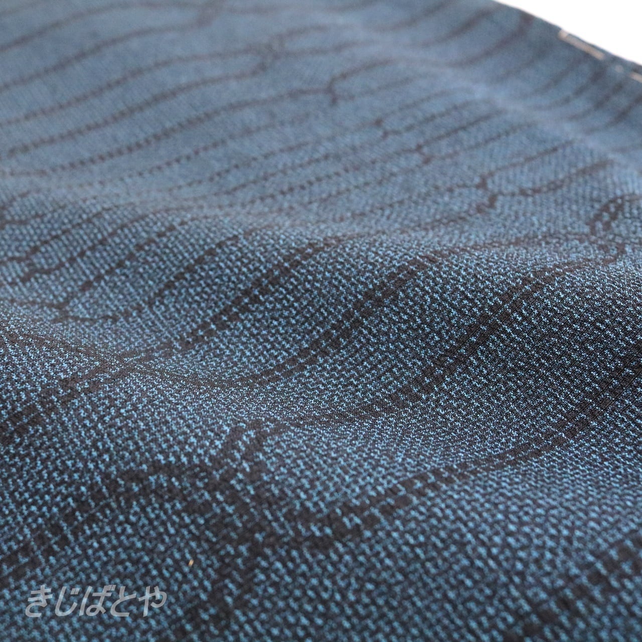 C80 ちどり屋 着物 紬 塩沢紬 袷 青 塩沢織物｜塩沢紬・本塩沢 -
