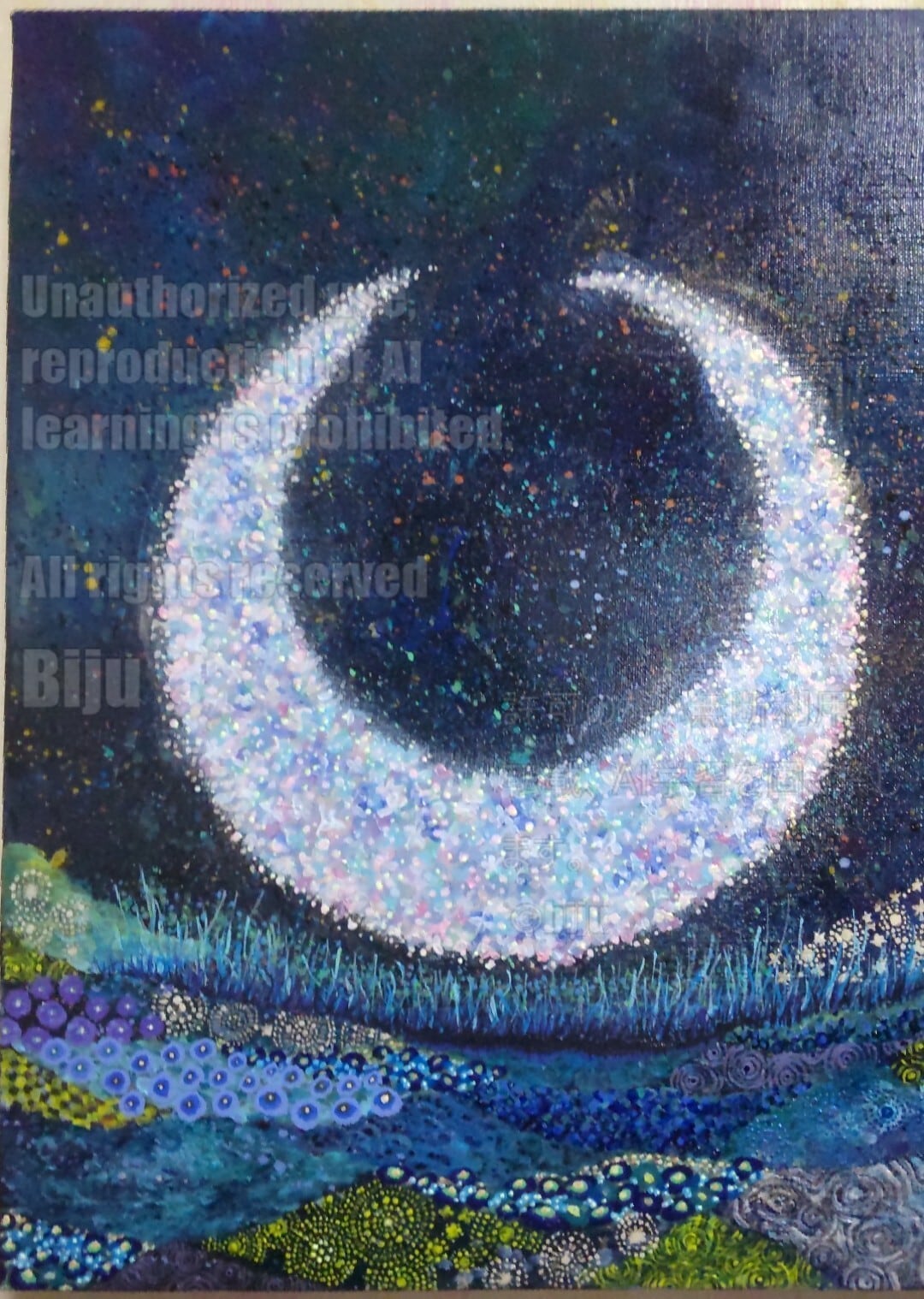アクリル 一点物肉筆原画 真夜中のふくろう 肉筆一点物原画 - Biju Art