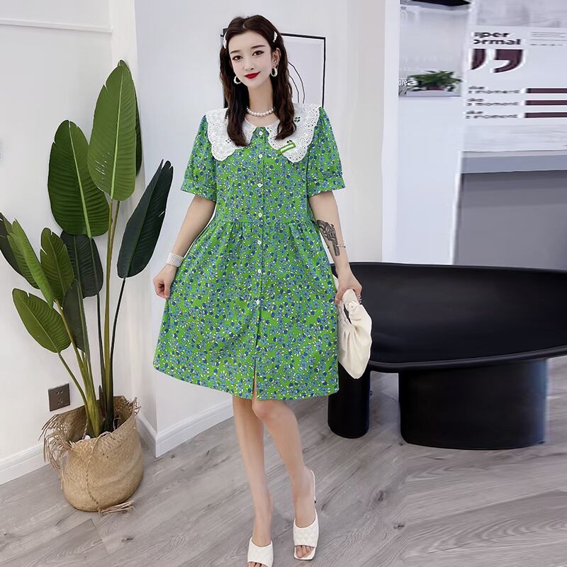 サマースタイルFlowerデザイン ドレス 大きめサイズ 夏物 フラワーデザイン ミックスインファッション5808129998