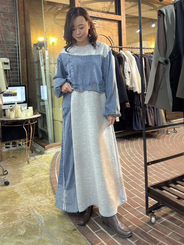 33℃　dn601308　テンセルデニム✕カット切替op