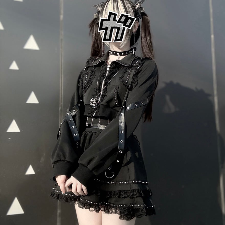 地雷系ゴシック セットアップ レッグカバー付き |L即納可