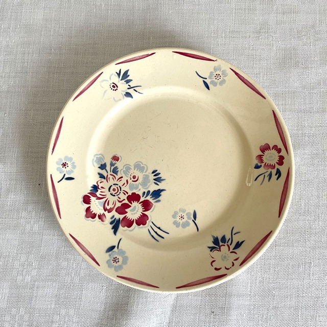 プレート　大き目のケーキ皿　花ステンシル　KGリュネビル　KG LUNEVILLE 19twd97