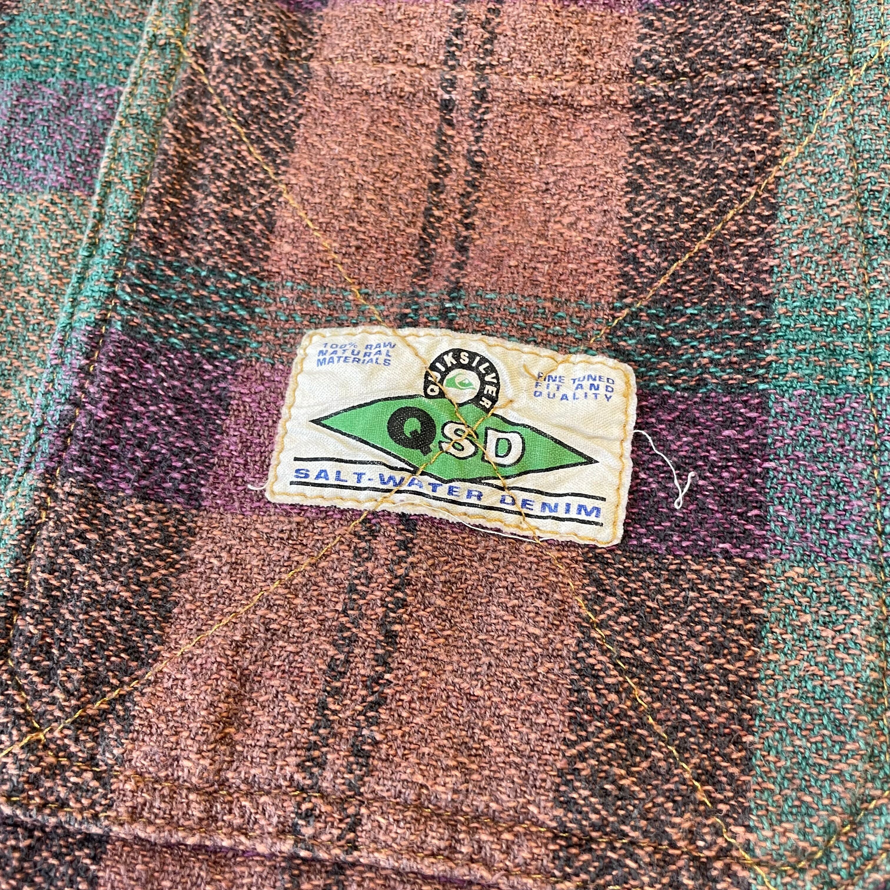 90s USA製 【Quiksilver】 クイックシルバー フードネル シャツ
