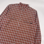 Papas パパス チェック 長袖シャツ L/レッド×グレー系 メンズ