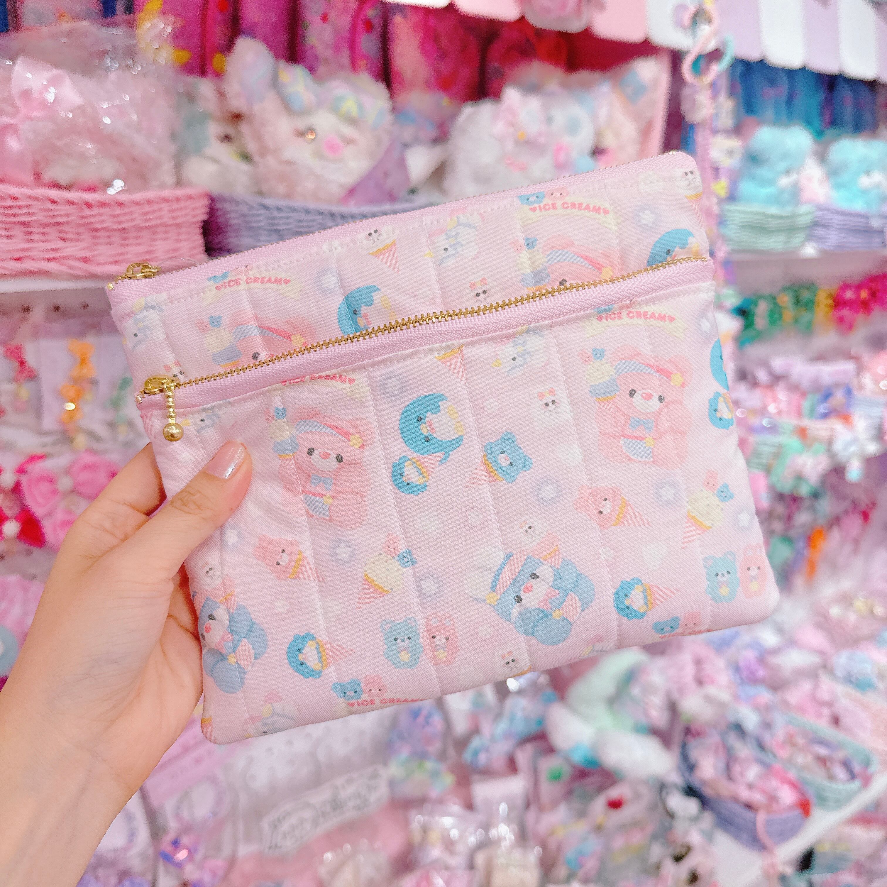 【M7】65-3ポケット付きダブルファスナーポーチ