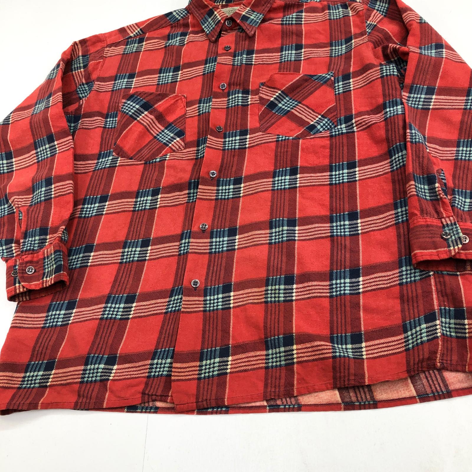 SAUGATUCK 80- 90年代 襟芯入り チェック柄 プリント ネルシャツ