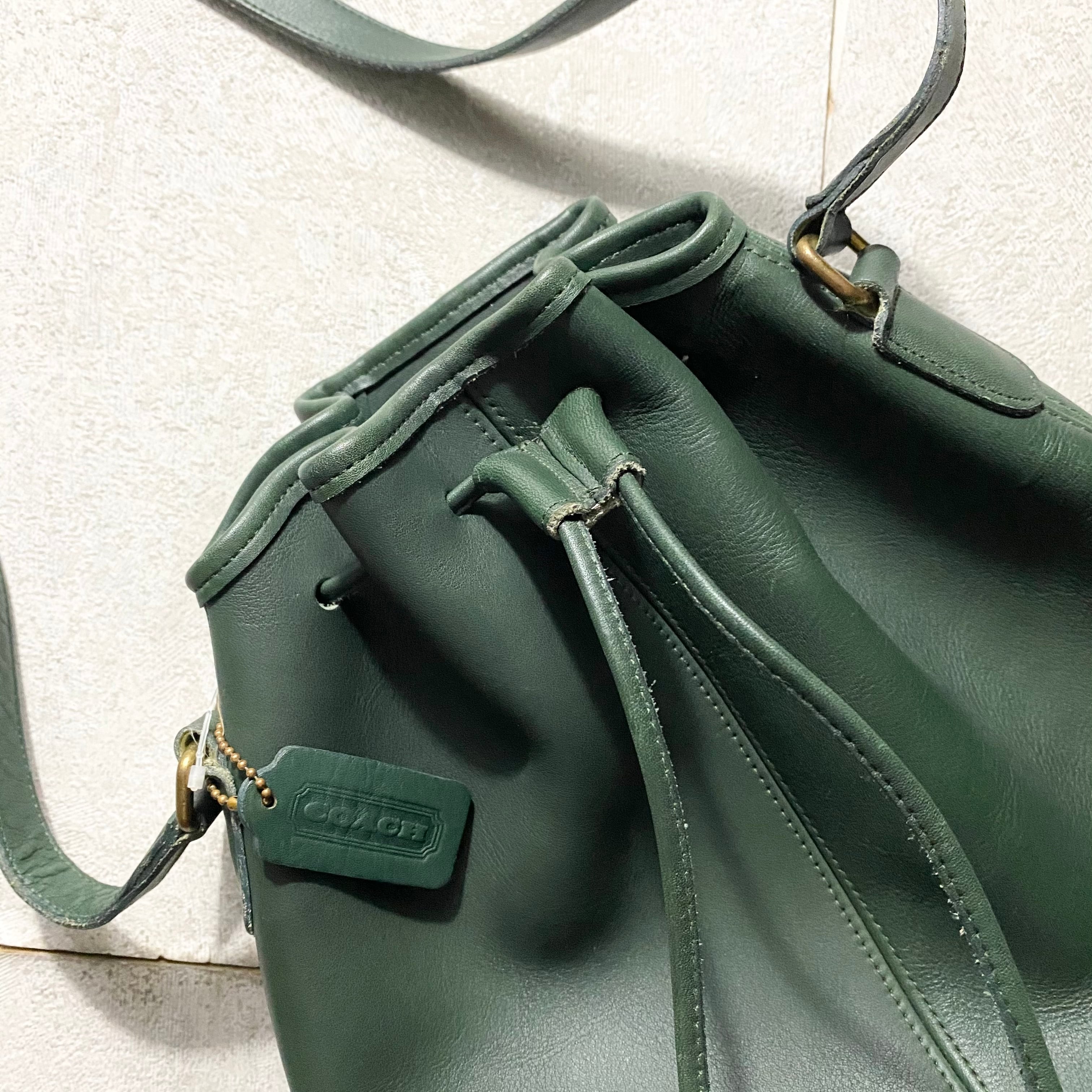 old COACH moss green leather bucket bag | NOIR ONLINE