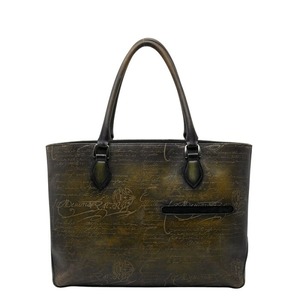 ベルルッティ カリグラフィ スクリット トゥジュール トートバッグ グリーン ブラック ヴェネチアレザー メンズ Berluti 【中古】