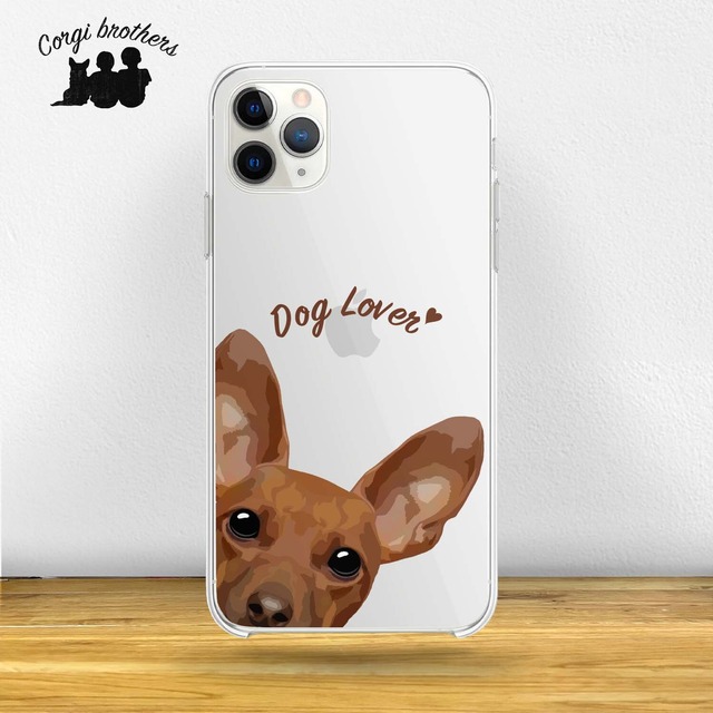 【 ミニチュアピンシャー 毛色3色 左下デザイン】スマホケース　クリアソフトケース　うちの子　犬　 iPhone & Android