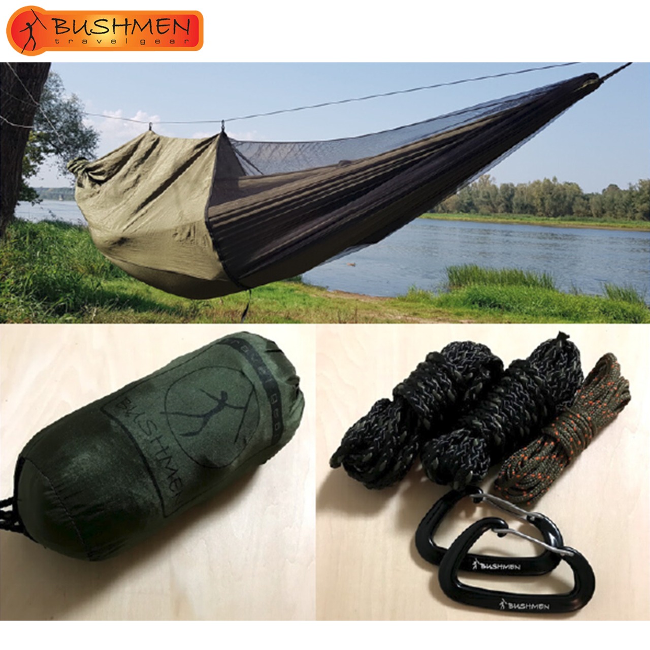 BUSHMEN ブッシュメン BushBed Hammock ハンモック 軽量 パラシュート 蚊帳付