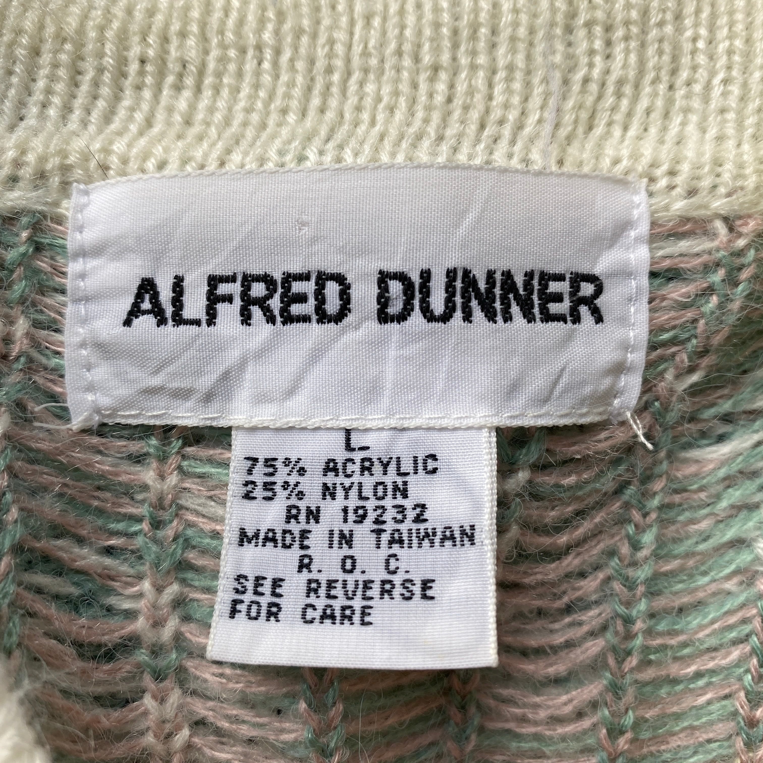 USA製 alfred dunner 花柄 総柄 襟付き アクリルニットセーター 
