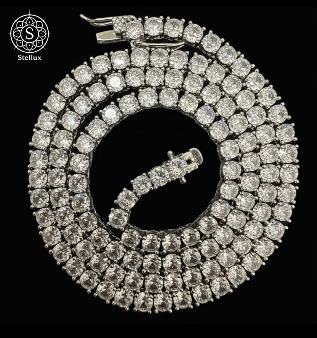【最上級の輝き】12.5ctテニスチェーンネックレス　メンズ・レディース Stellarux 12.5ct Moissanite Tennis Necklace / Silver 925 (Platinum