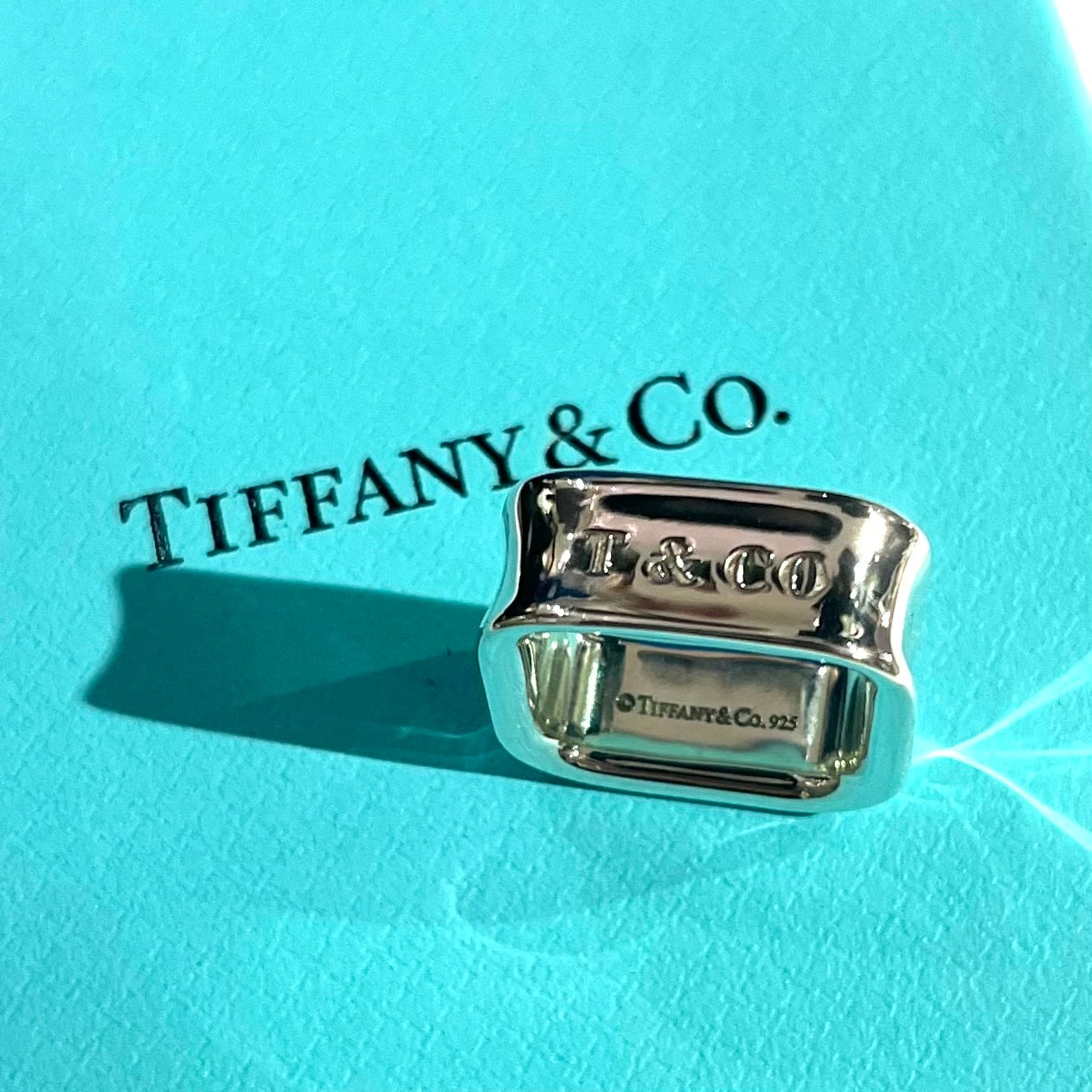 TIFFANY　美品　1837　ナロー　スクエアリング　希少　ヴィンテージ　8号 TIFFANY&CO.】1917 レア 1837スクエアリング／8号／シルバー925／立体