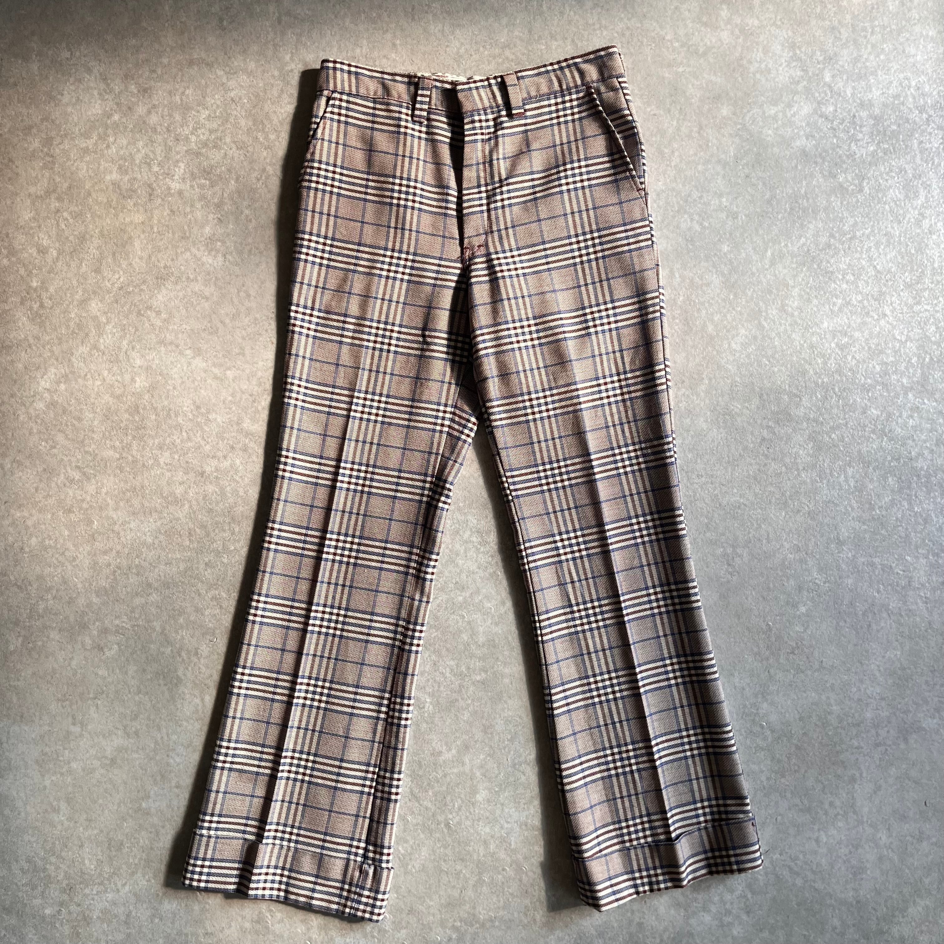 1970s Check Flare Pants W33 L32 H634