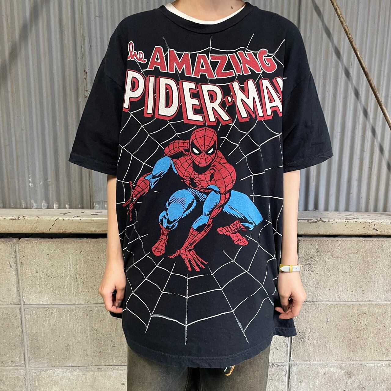 Giant SPIDER MAN スパイダーマン 大判プリント 映画 ムービーTシャツ メンズM /eaa347331