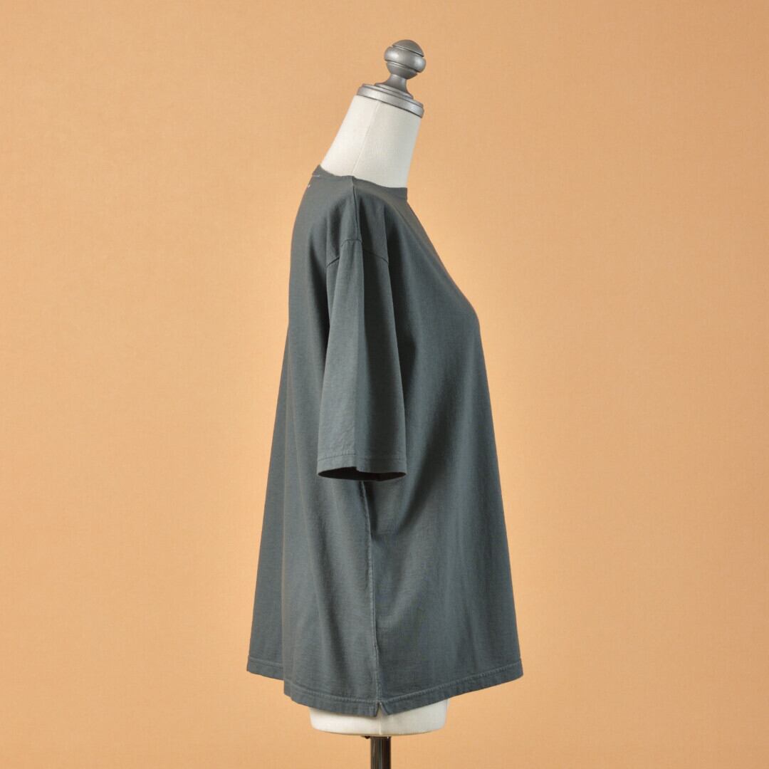 Fabrique en planete terre ファブリケアンプラネテール 後染め5分袖ボートネックTシャツ・オーシャングレイ