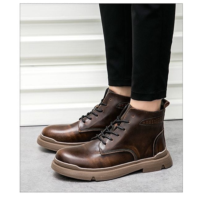 予約販売】ワークブーツ メンズ 編み上げ 艶 アンティーク調