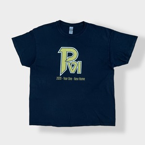 【GILDAN】XL ビッグサイズ Tシャツ ロゴ バックプリント アイスホッケー PVI Hockey ヘビーコットン 半袖 黒t US古着