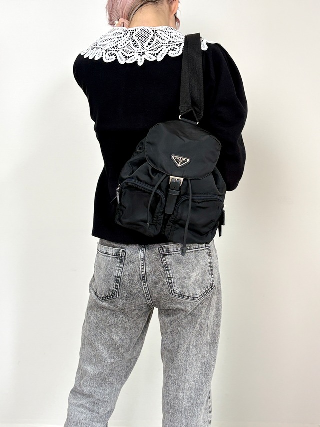 PRADA プラダ バックパック ブラック ナイロン ダブルポケット リュック vintage ヴィンテージ オールド hspzjr
