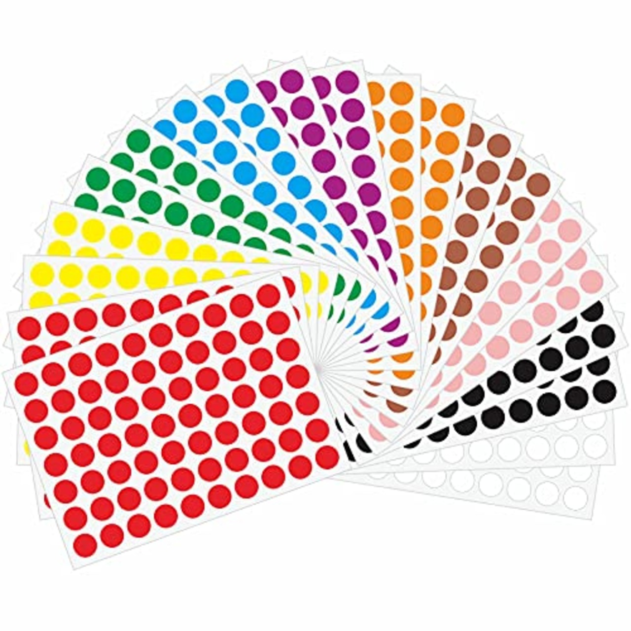 Hybsk カラーラベル 丸型 1400片入り 丸シール 10mm 20シート 10色 ラベルシール 丸書類袋のオフィス用品オフィス用シール 丸 (10色）