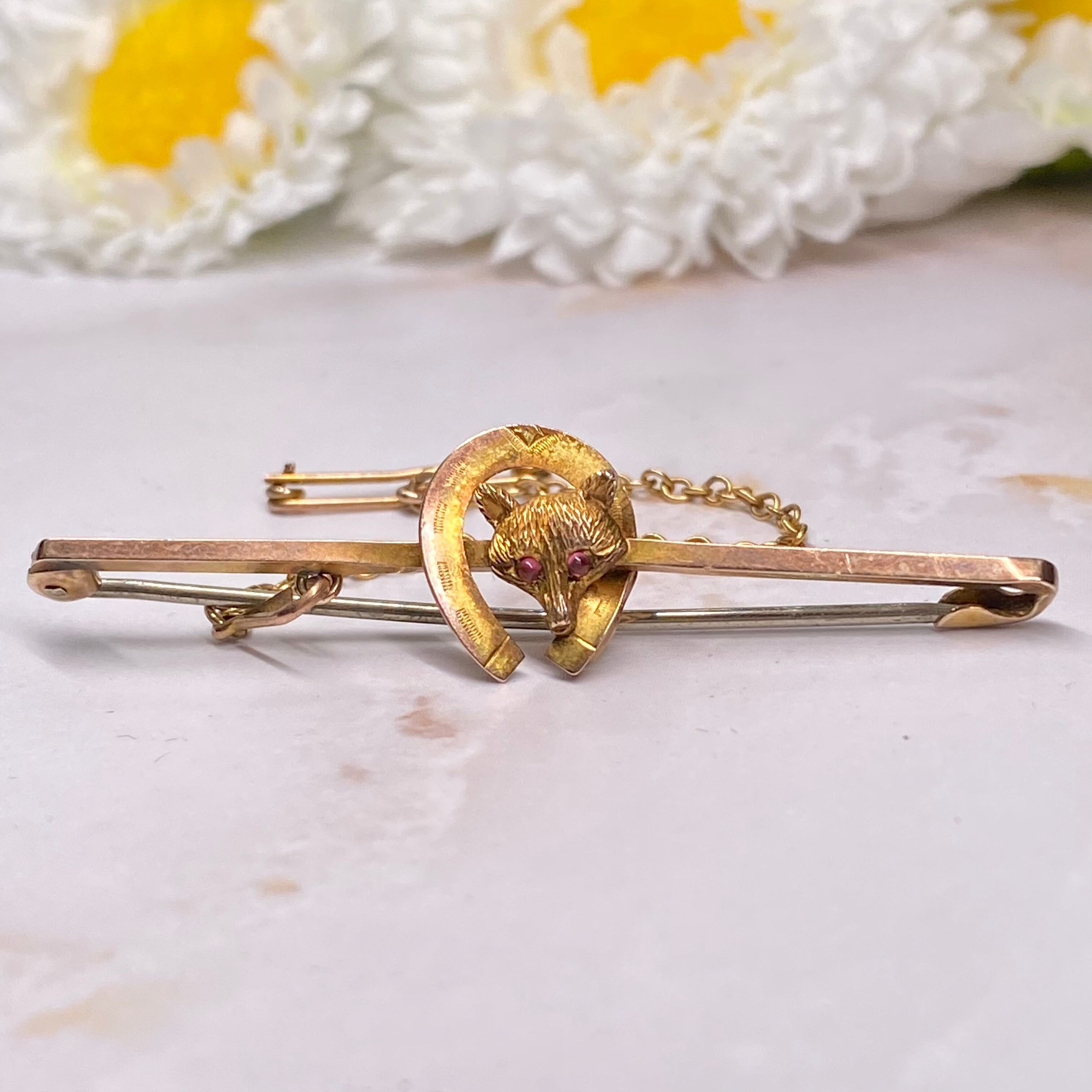 Fox Broach イギリス キツネ アンティーク ブローチ 1900年前後 馬蹄 