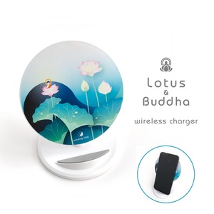 蓮  ワイヤレス充電器付き スマホスタンド（Qi対応）〈蓮と釈迦〉